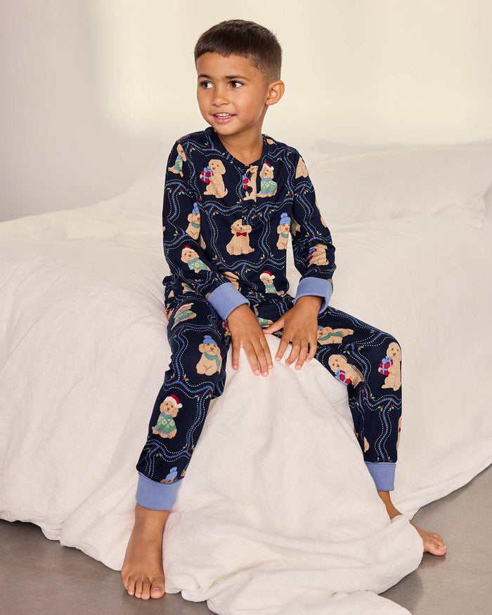 Kids Christmas Chip the Cockapoo Portraits Print Long Pyjama Set