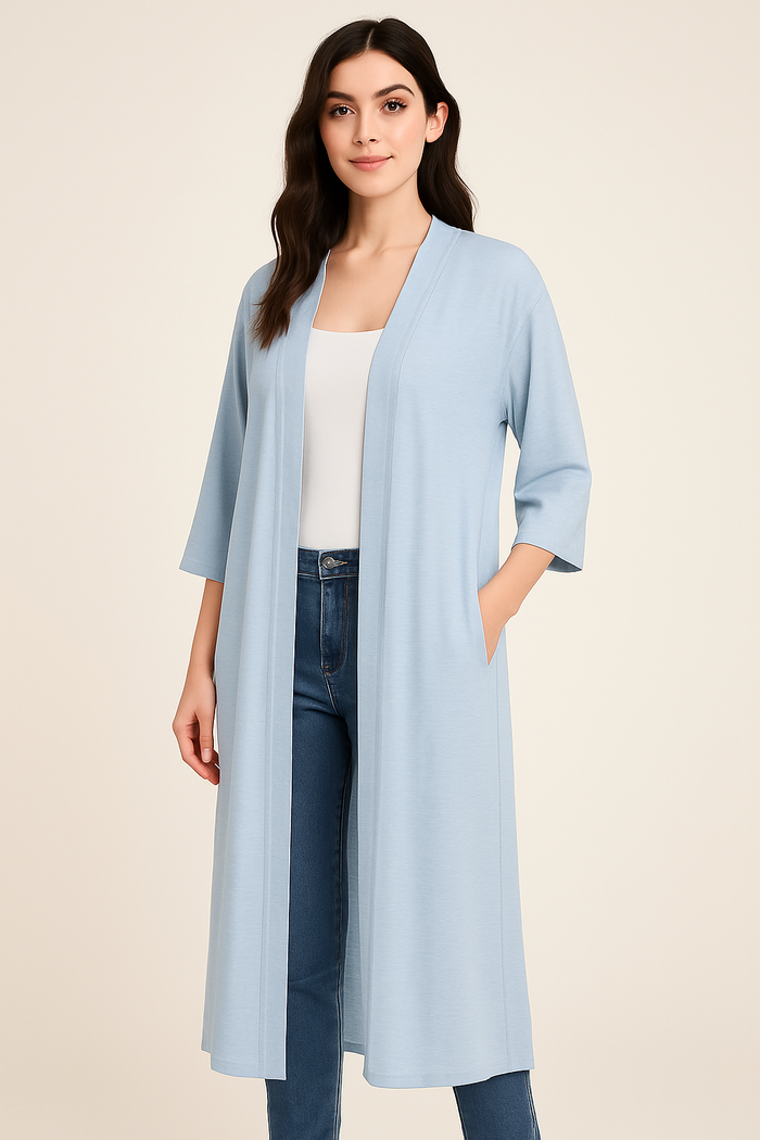 FULL LENGTH LIGHTWEIGHT CARDIGAN WITH SIDE POCKETS 