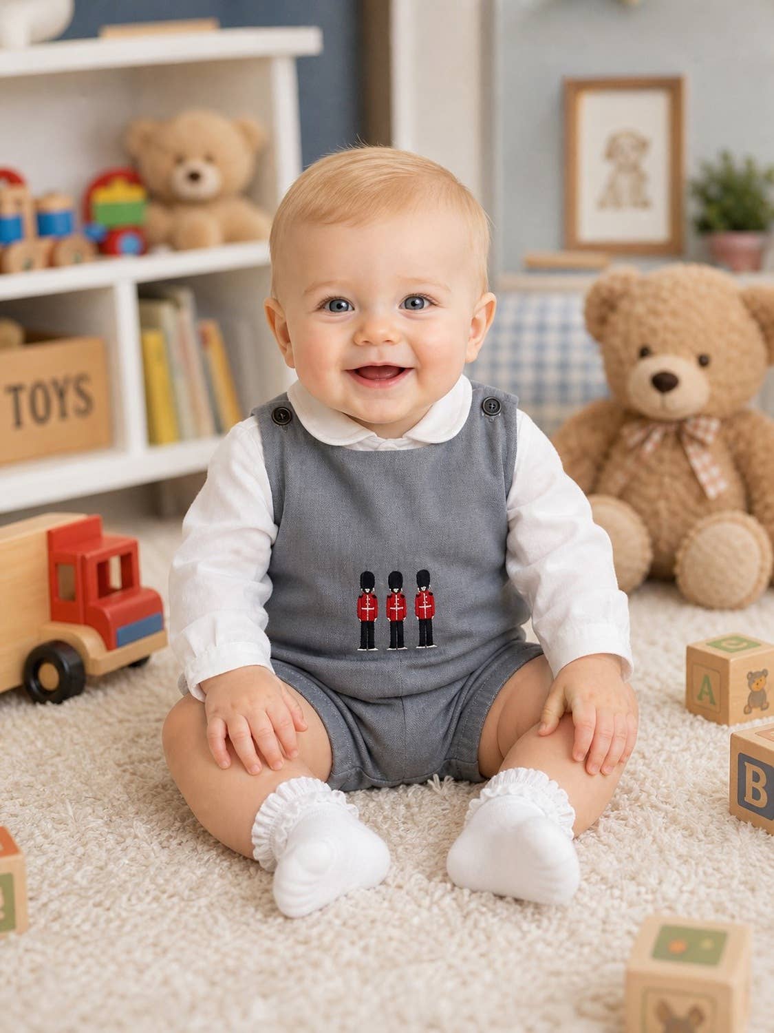 Grey Soldier Romper and Linen Shirt - 506