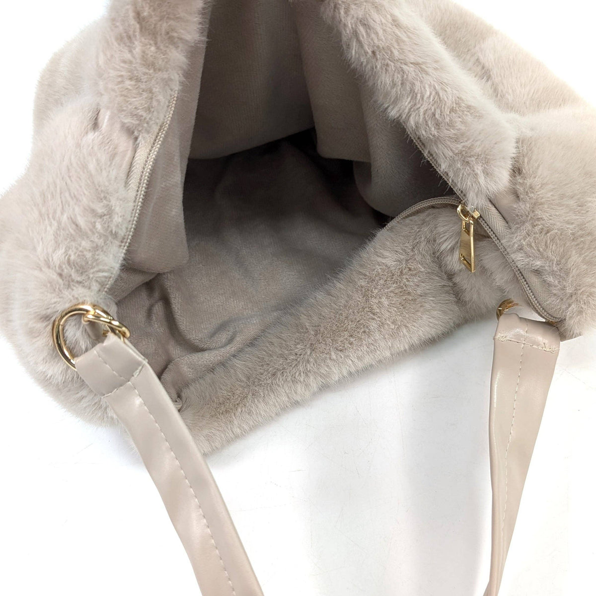 Cora - Faux Fur Shoulder Bag - Cream