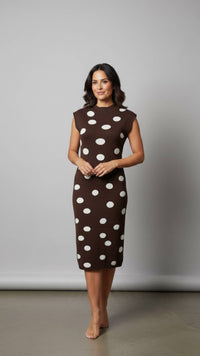 Stretch Polka Dot Knit Dress