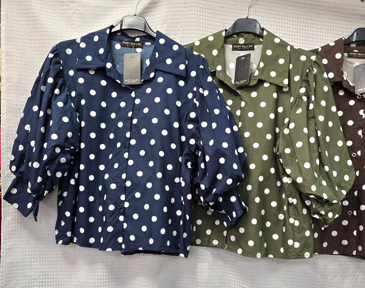 Polka Dot Puff Sleeve Blouse
