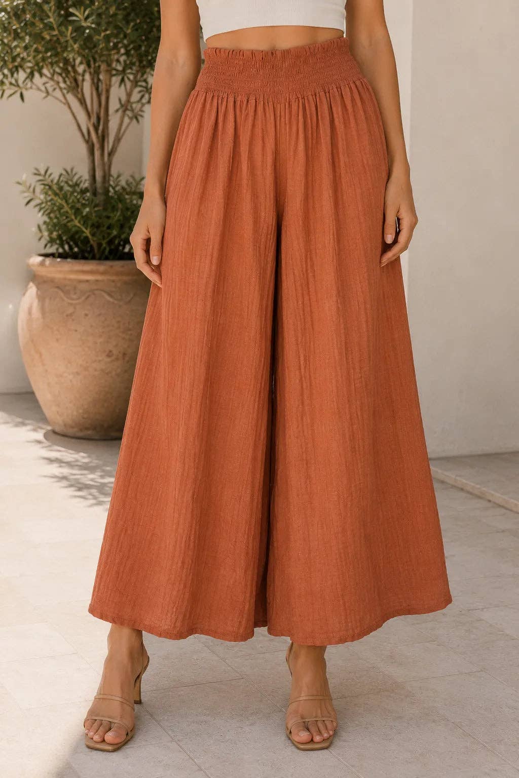 Italian Womens Viscose Wide Leg Trousers UK 8-20