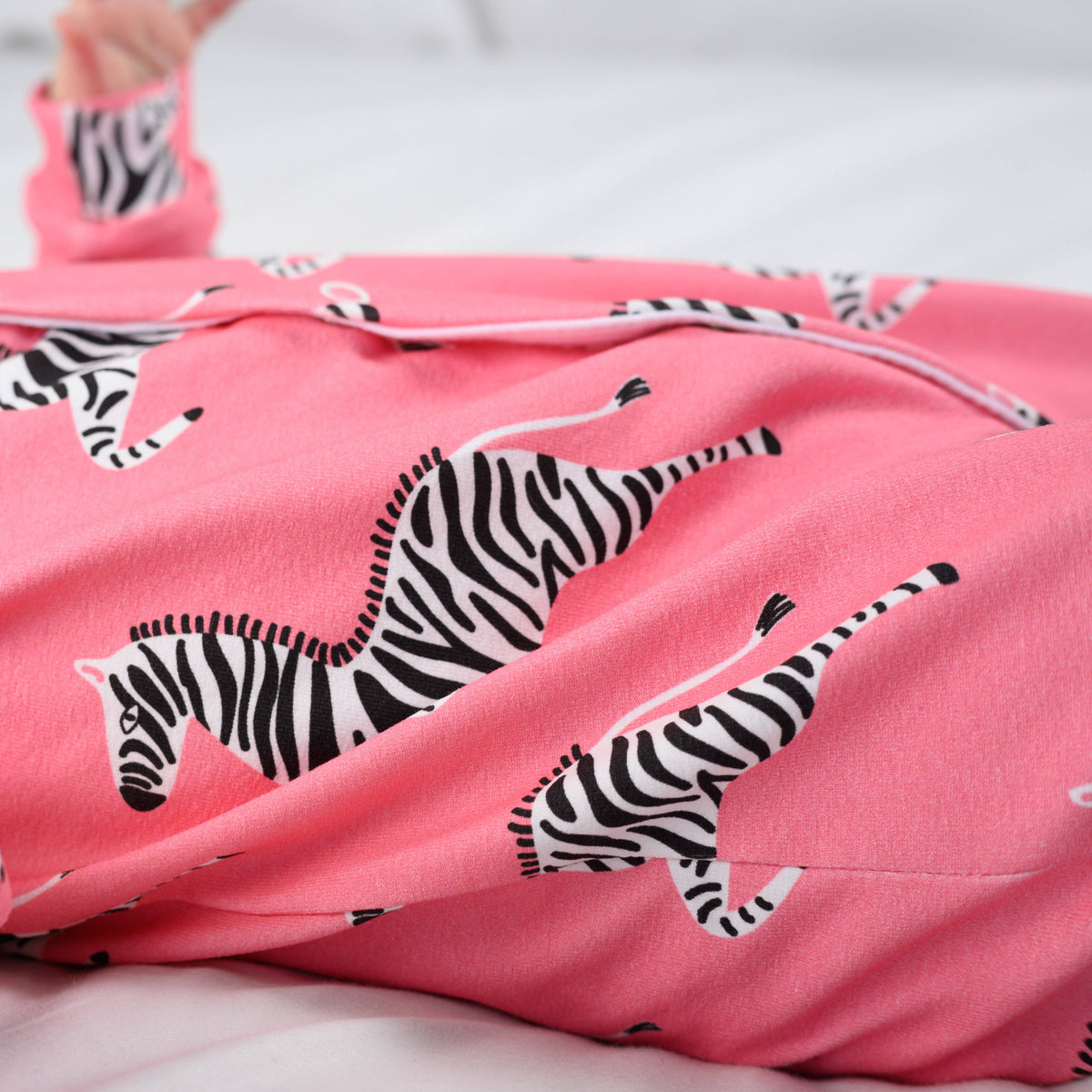 Unisex Baby Cotton Sleepsuit (Onesie) – Pink Zebra Print
