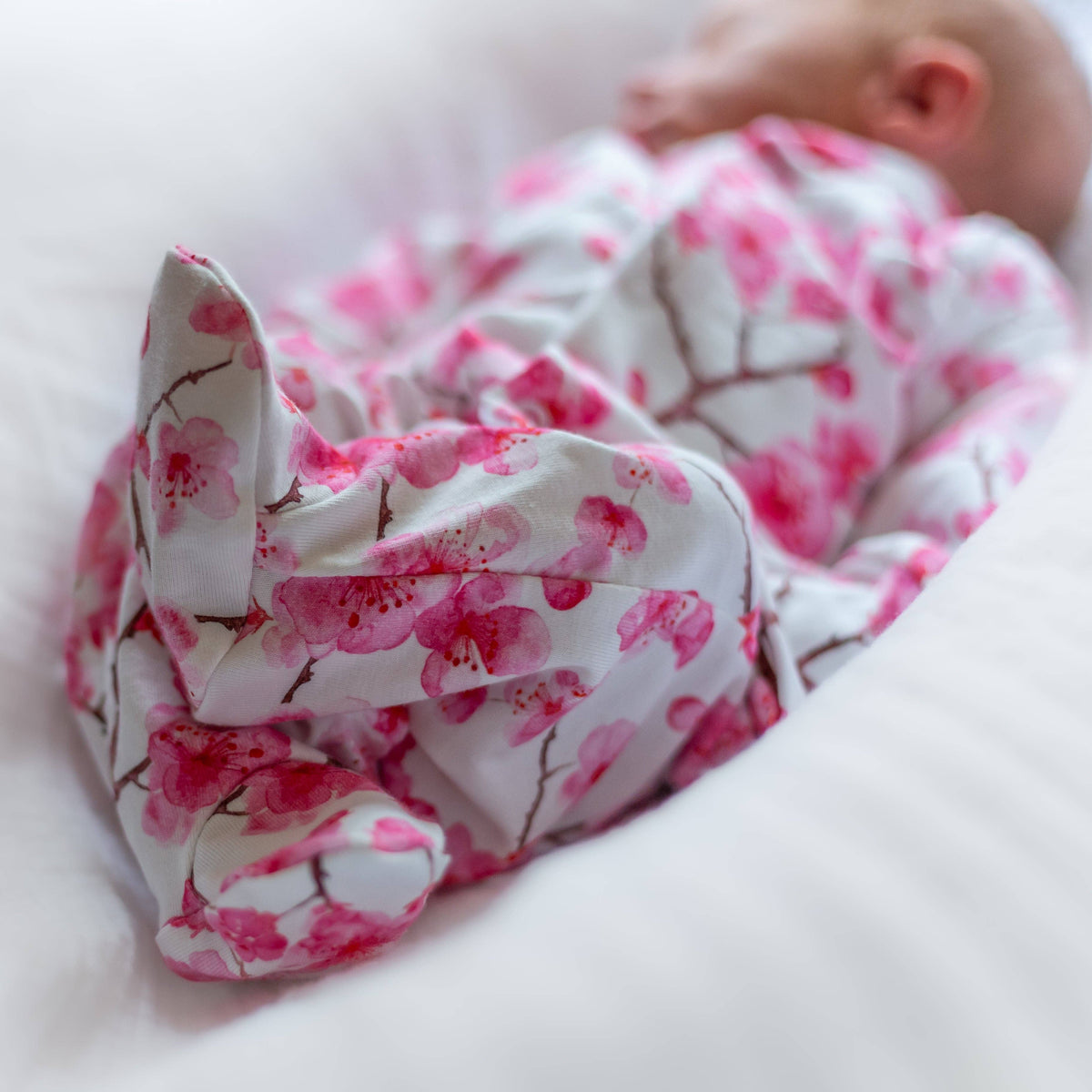 Unisex Baby Cotton Sleepsuit (Onesie) – Cherry Blossom Print