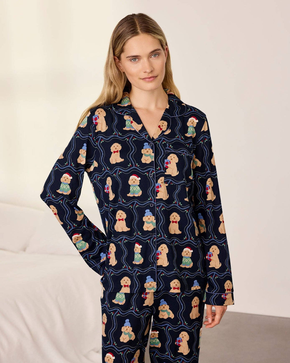 Christmas Chip the Cockapoo Portraits Print Long Pyjama Set