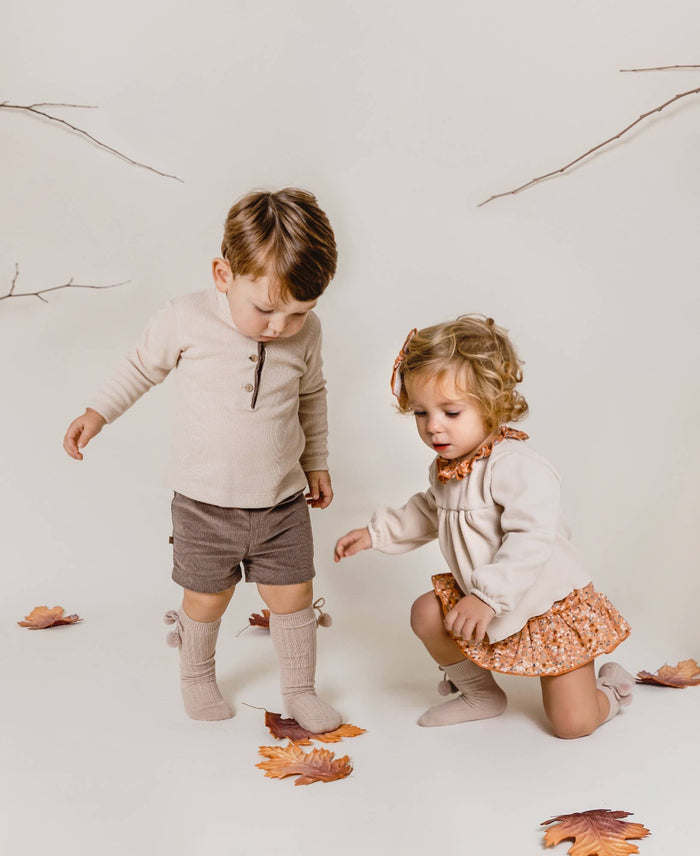 Baby Boy Grandad Collar Long T Shirt and Short Set
