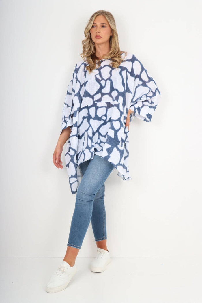 Italian Animal Print Oversized Boxy Top