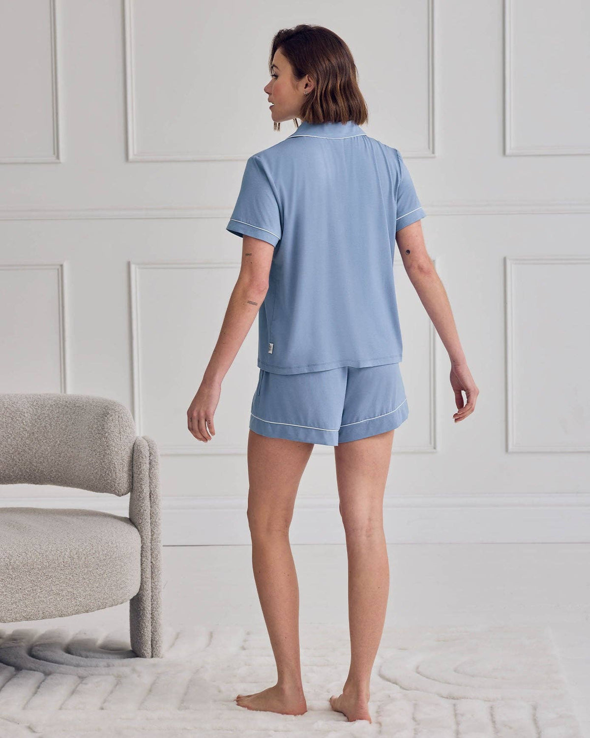 TENCEL™ Modal Short Button Up Pyjama Set - Blue