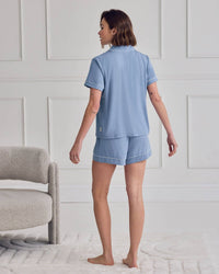TENCEL™ Modal Short Button Up Pyjama Set - Blue