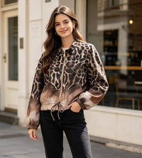 Suedette Leopard Zip Bomber Jacket: Various Colours