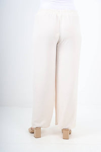 Italian Elastic Waistband Drawstring Wide Leg Trousers