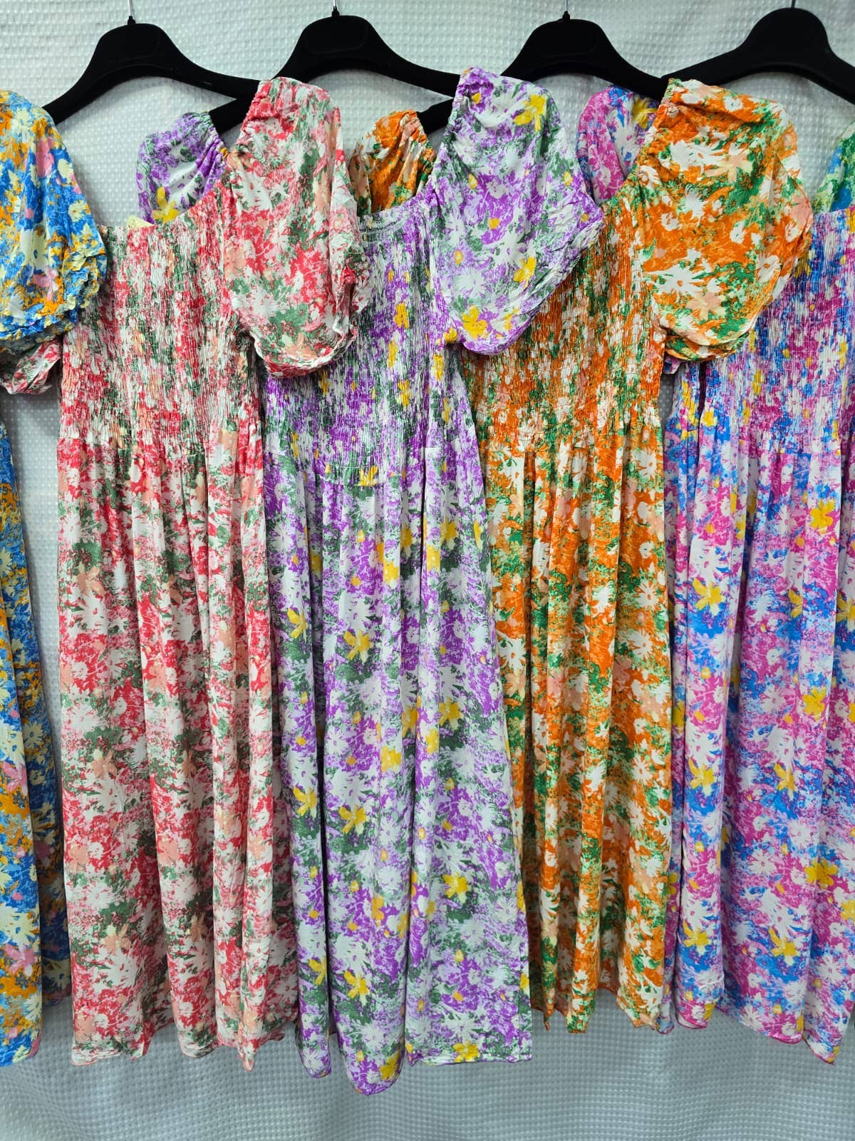 Abstract Floral Cotton Midi Dress