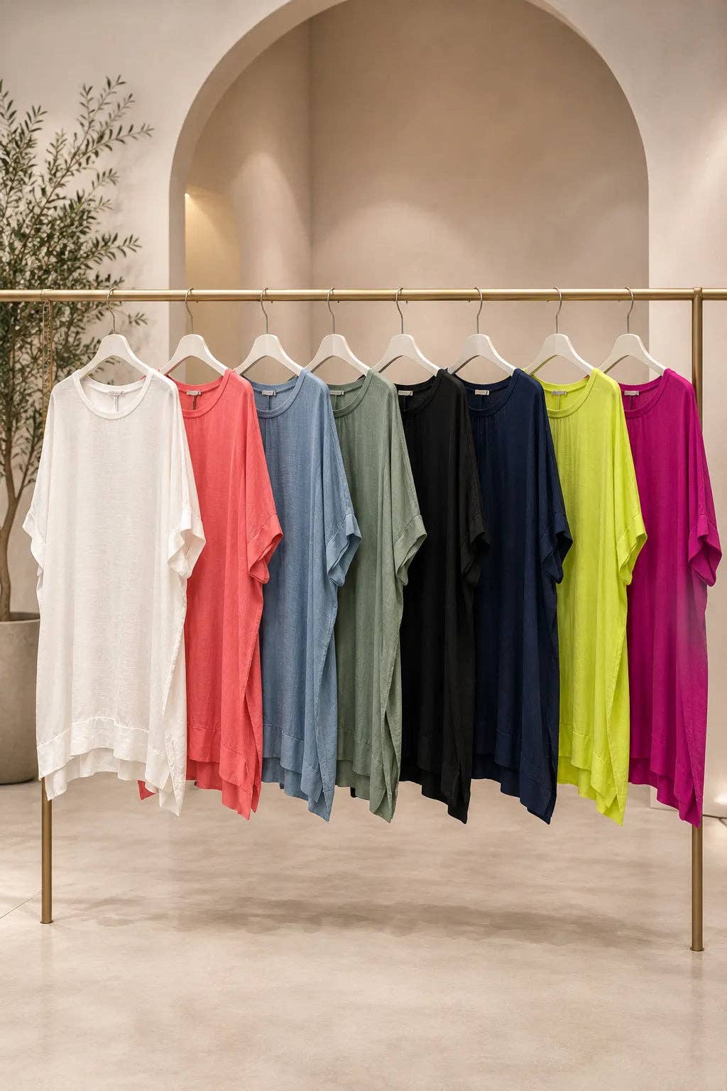 Italian Womens Cotton Oversized Side Slit Tunic Top