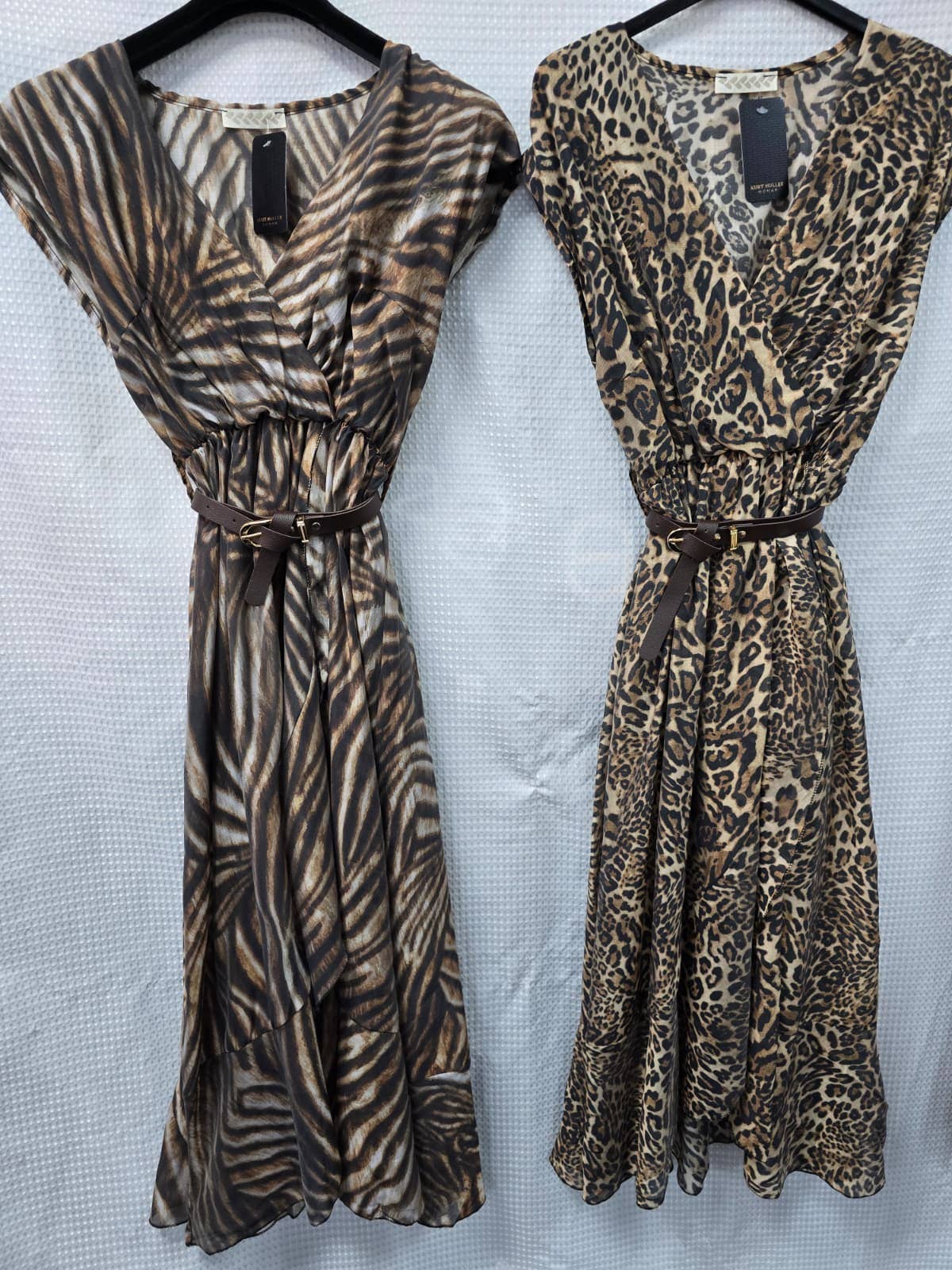 Animal Printed Tencel Crossover Dresses
