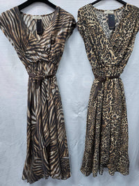 Animal Printed Tencel Crossover Dresses