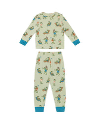 Kids Organic Cotton Sports Frogs Print Long Pyjama Set