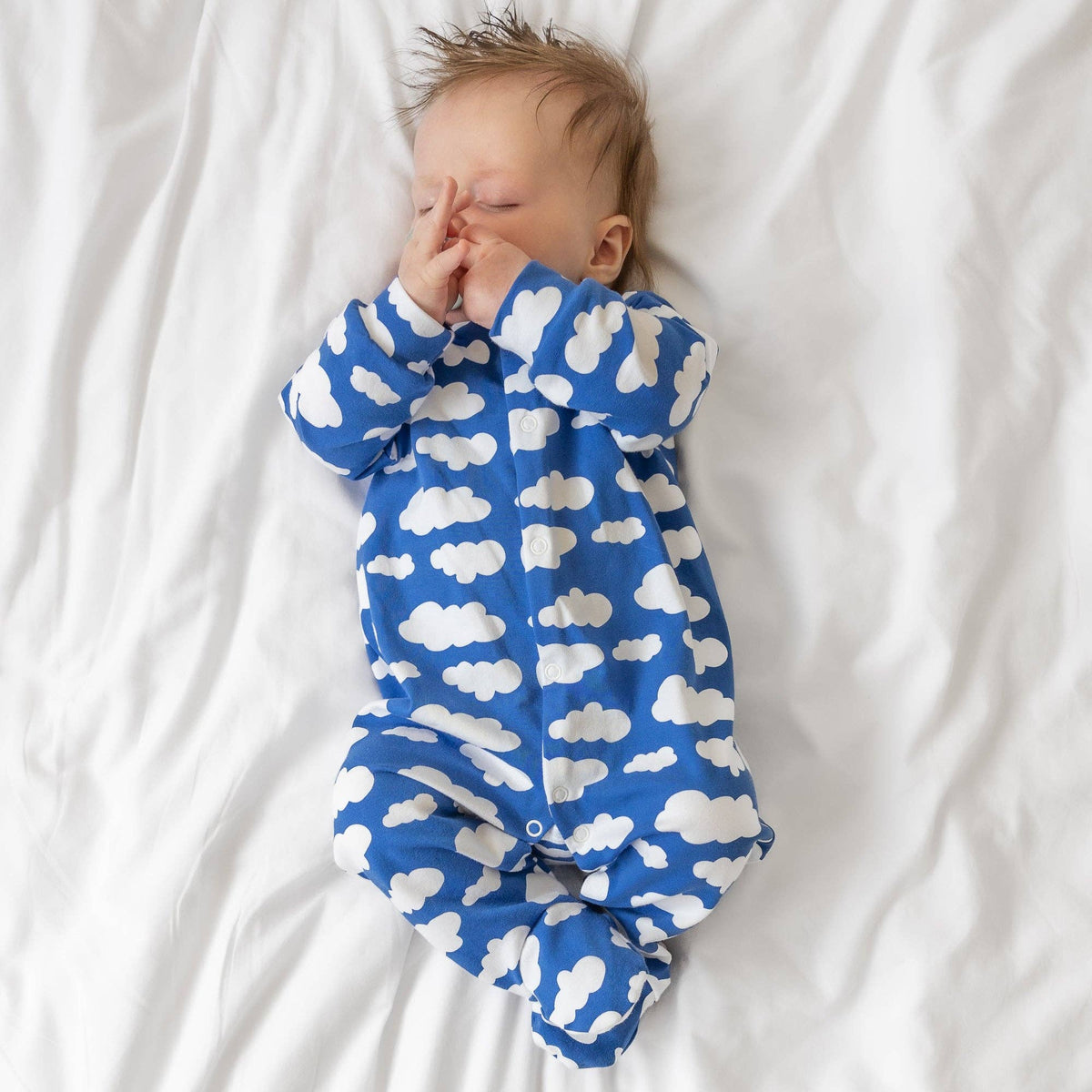 Unisex Baby Cotton Sleepsuit (Onesie) – Blue cloud Print