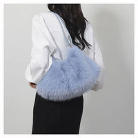 Faux Fur Top Zip Shoulder Bag