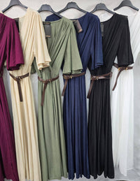 Tencel Wrap Belted Crossover Maxi Dress