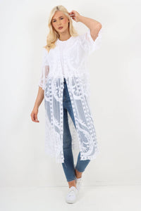 Italian Style Mesh Net Lace Kimono Beach Cover-Up