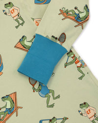 Kids Organic Cotton Sports Frogs Print Long Pyjama Set
