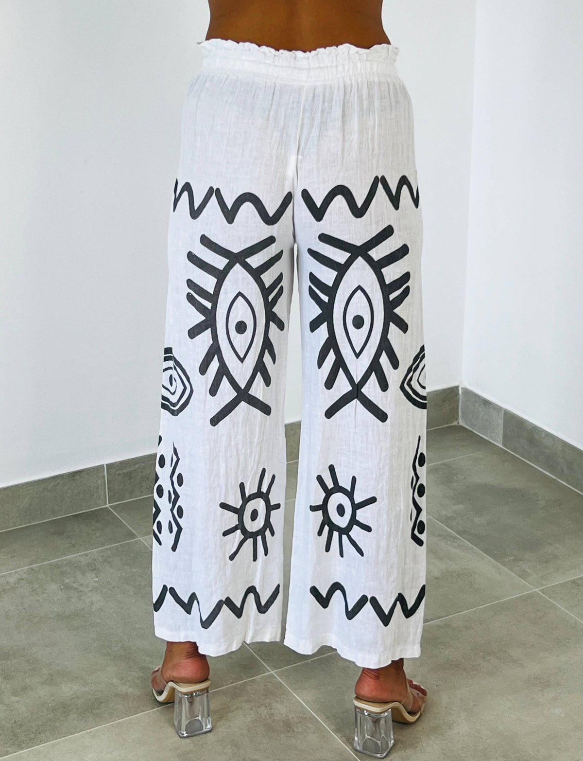 PRINTED TROUSERS 100% LINEN - Ref-7193