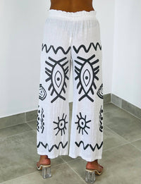 PRINTED TROUSERS 100% LINEN - Ref-7193