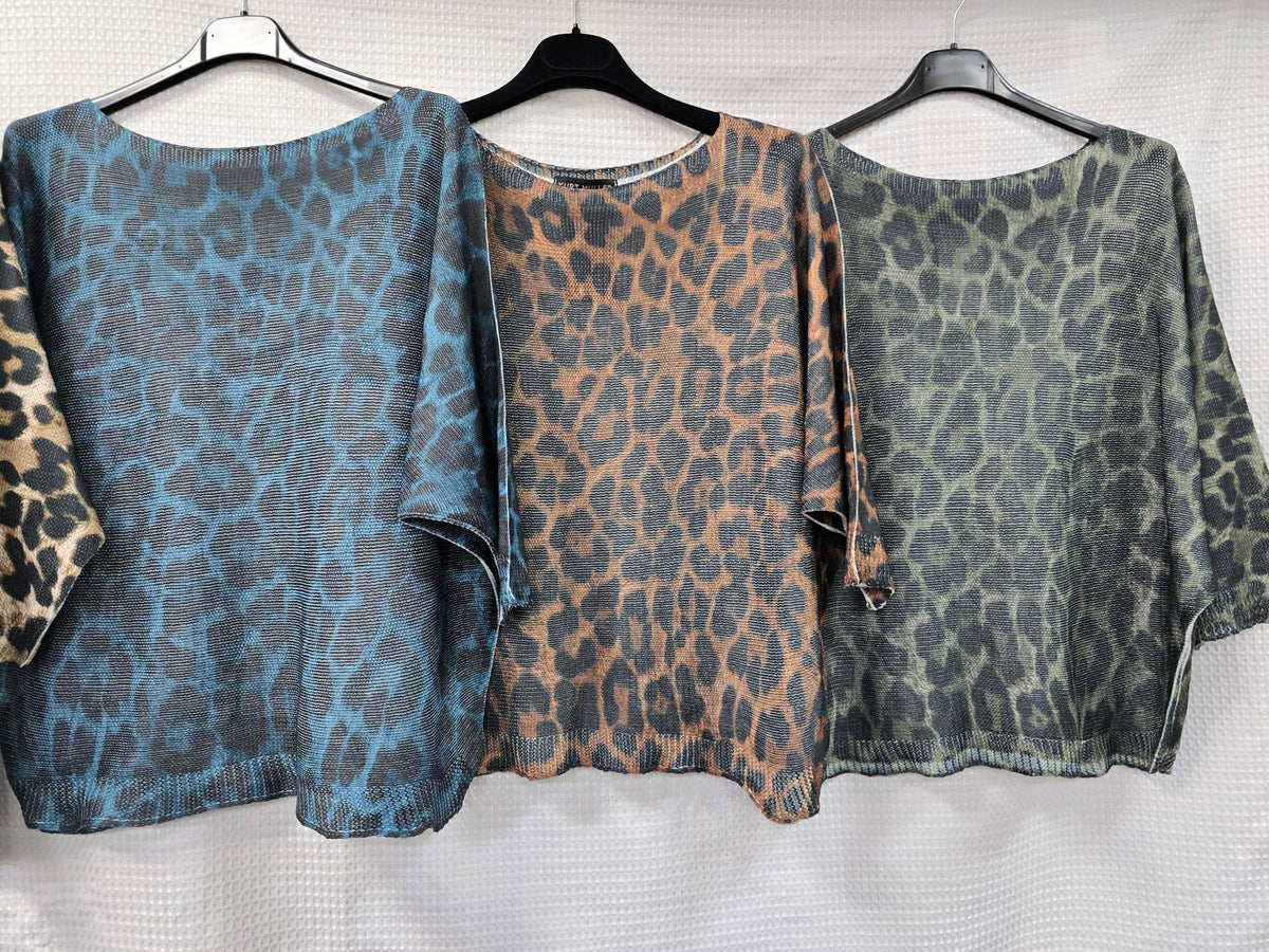 Cheetah Print Fine Mesh Knit Top
