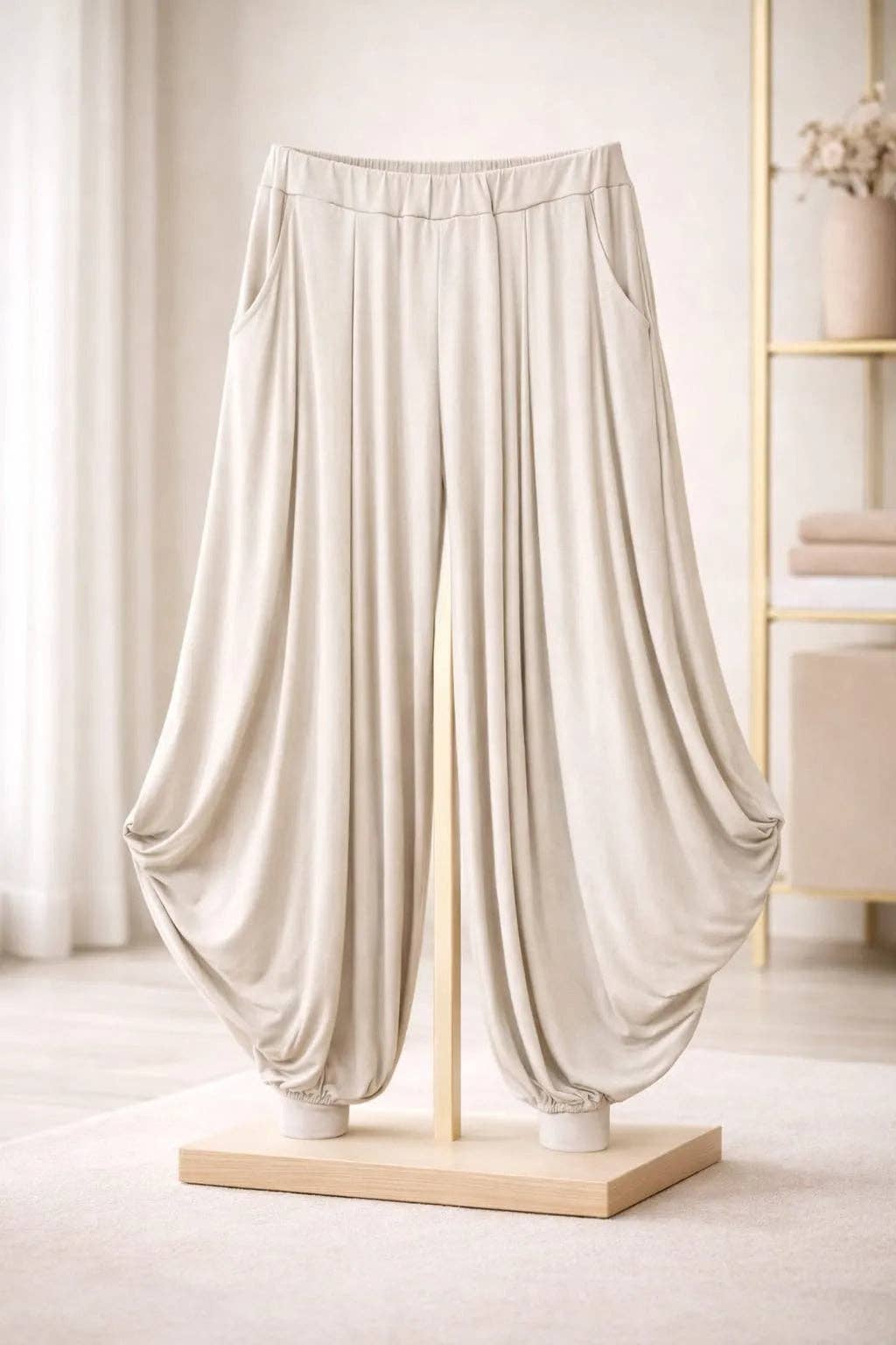 Italian Womens Oversized Jersey Harem Trousers – Wide Leg Baggy Pants
