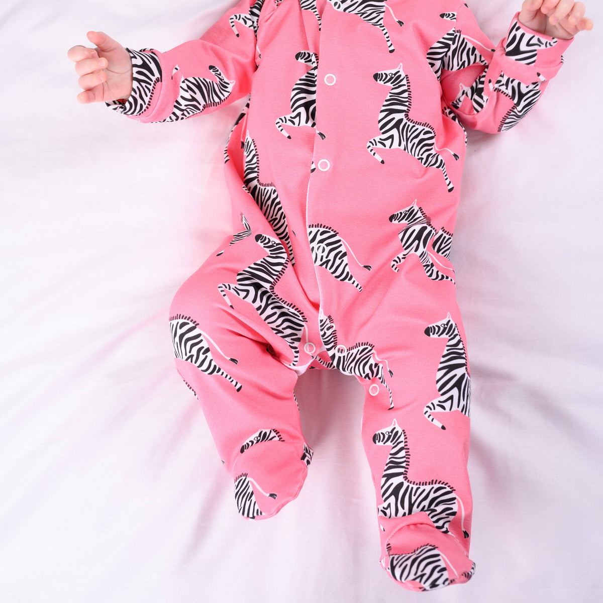 Unisex Baby Cotton Sleepsuit (Onesie) – Pink Zebra Print
