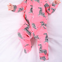 Unisex Baby Cotton Sleepsuit (Onesie) – Pink Zebra Print
