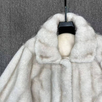 Cream Soft Plush Winter Coat with Collar