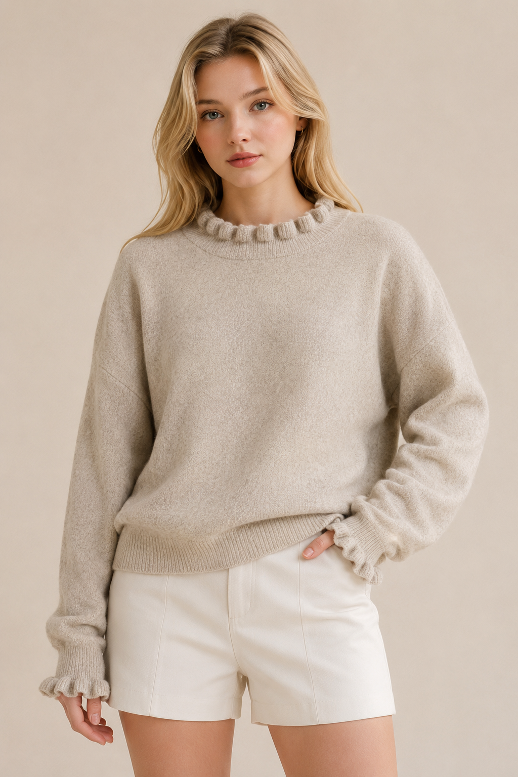 Frill Trim Soft Knit Jumper