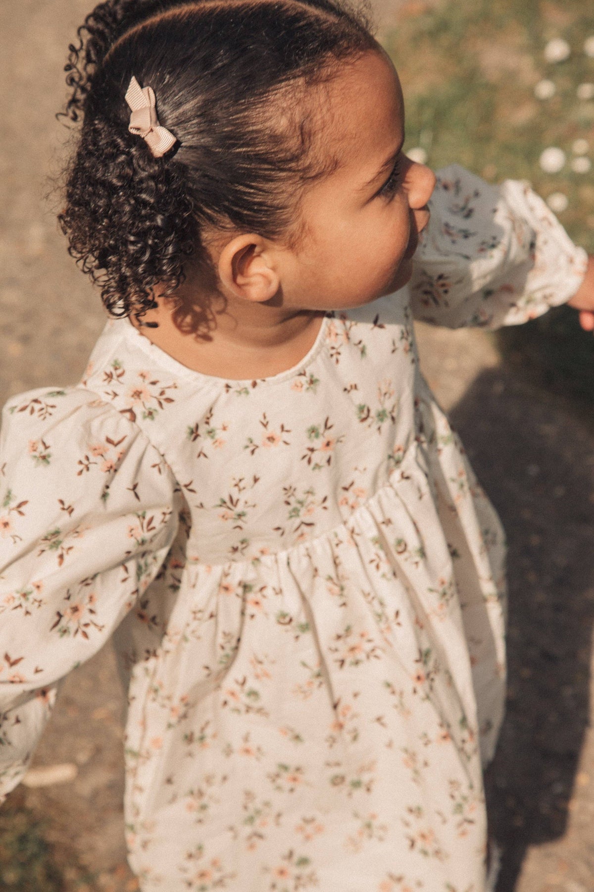 Floral/White Puff Sleeve Dress