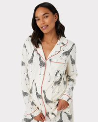 Chelsea Peers - Maternity Organic Cotton Cream Giraffe Print PJ Set