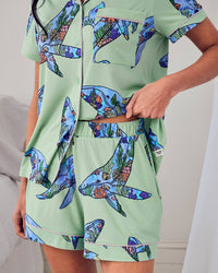 Coral Whale Print Short Pyjama Set