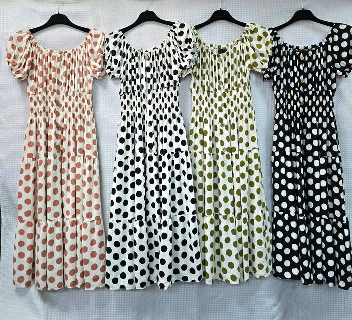 Big Polka Dot Bardot Midi Dress