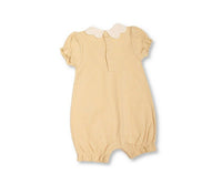 Baby Girls Short Romper with Chiffon Pleat and Flower Print