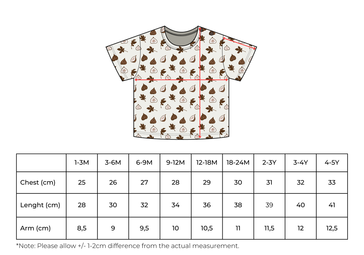 Kids/Baby Summer T-shirt Fig pattern 100% Cotton