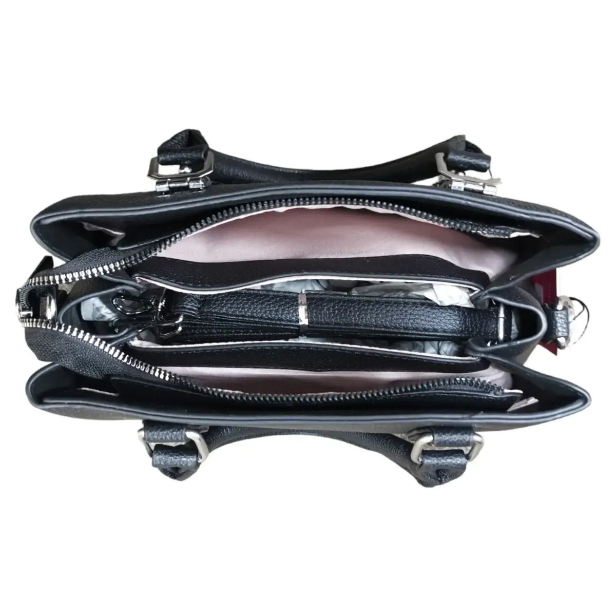 Soft Check Print Silver Toned 3 Compartment 2 in 1 Bag-Y883