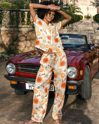 Chelsea Peers - Cotton Cheesecloth Sun & Moon Short Sleeve Long Trouser Pyjama Set