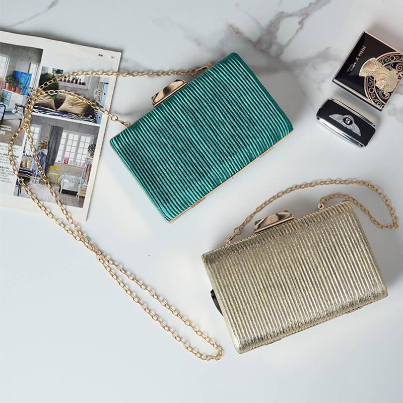 Small Pu Winkle Evening Bag Clutch with 2 Chain Straps-CH004