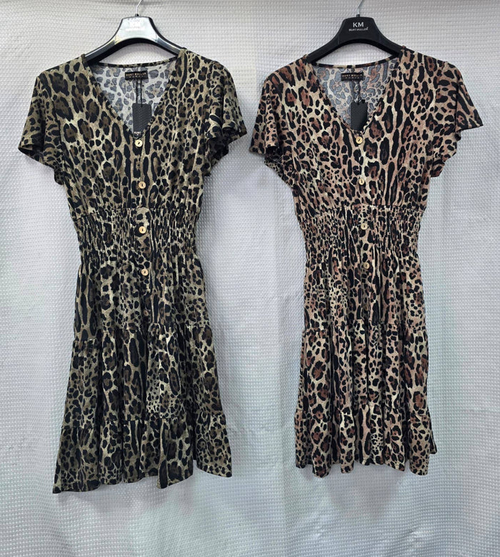 Jaguar Animal Print V Midi Dress