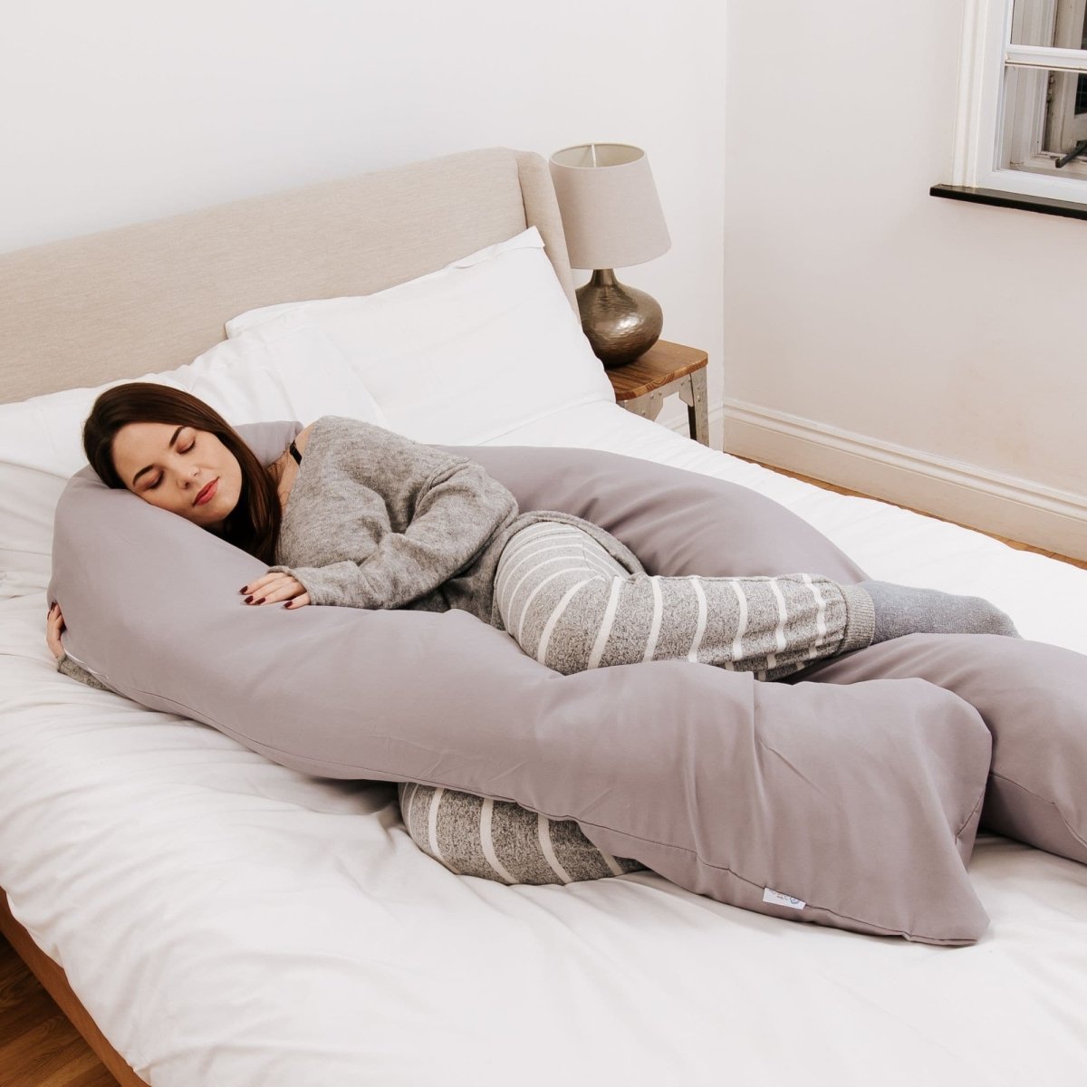 9 Ft Maternity Pillow And Case - Grey