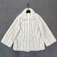 Cream Soft Plush Winter Coat with Collar