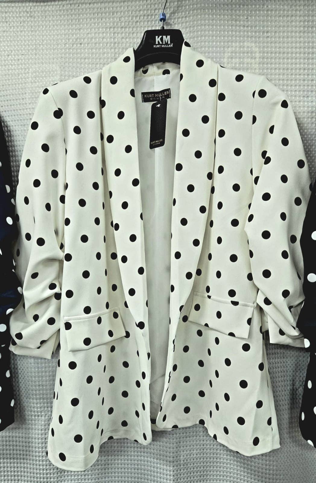 Polka Dot Rouched sleeve Blazer