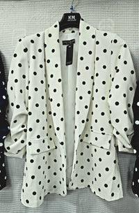 Polka Dot Rouched sleeve Blazer