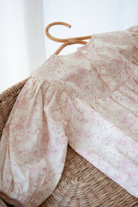 Pink/Toile Floral Long Puff Sleeve Romper
