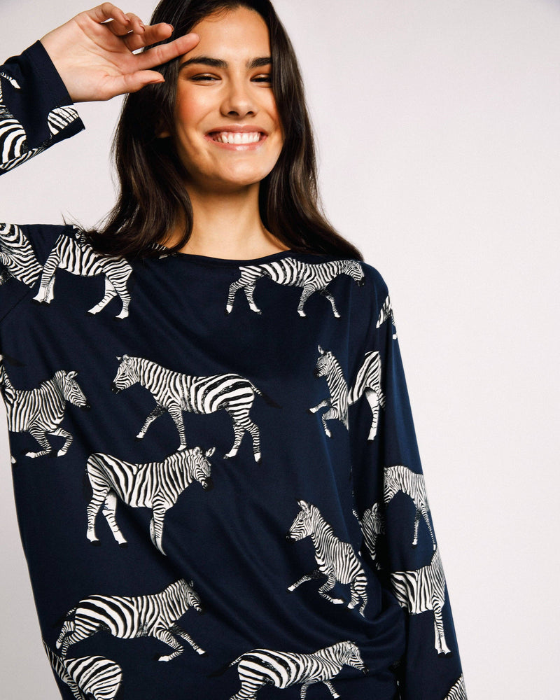 Chelsea Peers - Navy Zebra Print